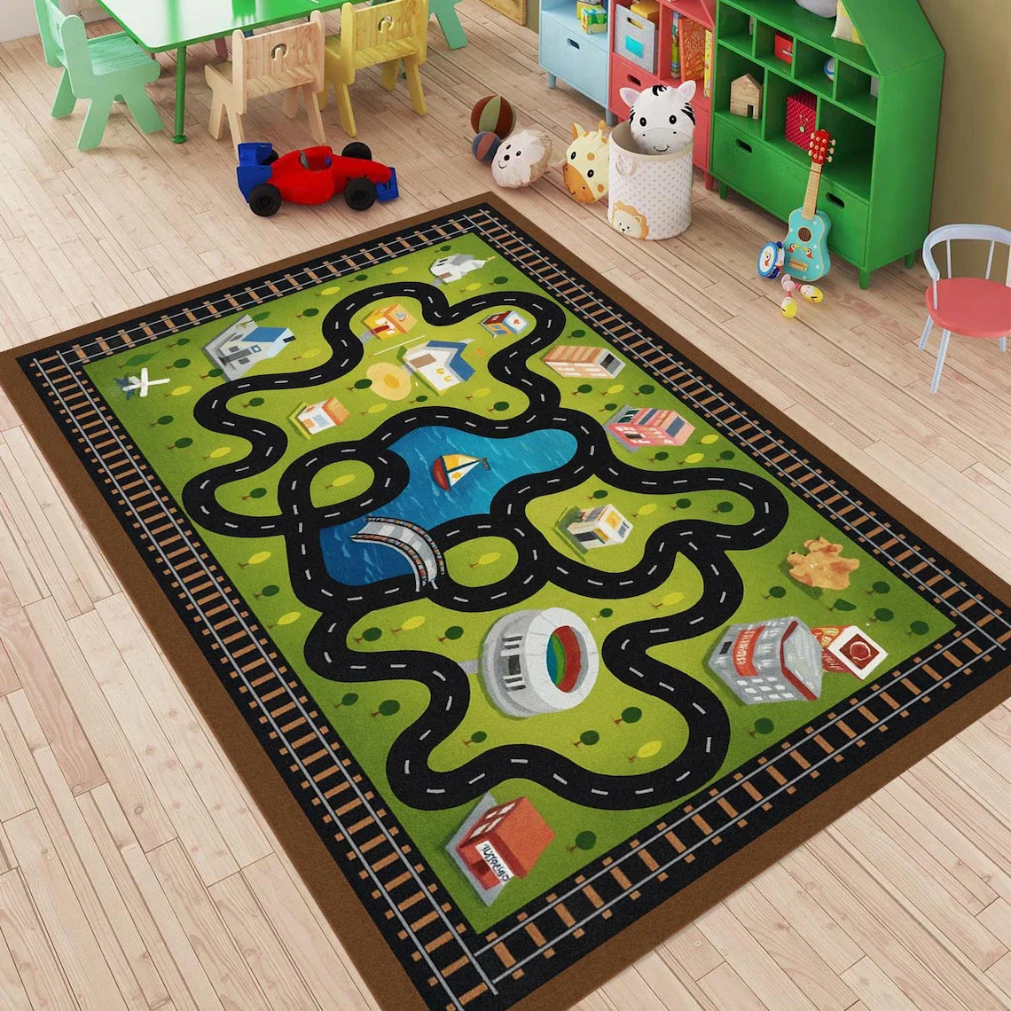 Race Track Rug Kids Playroom C - Commercial Digital Printing review and price